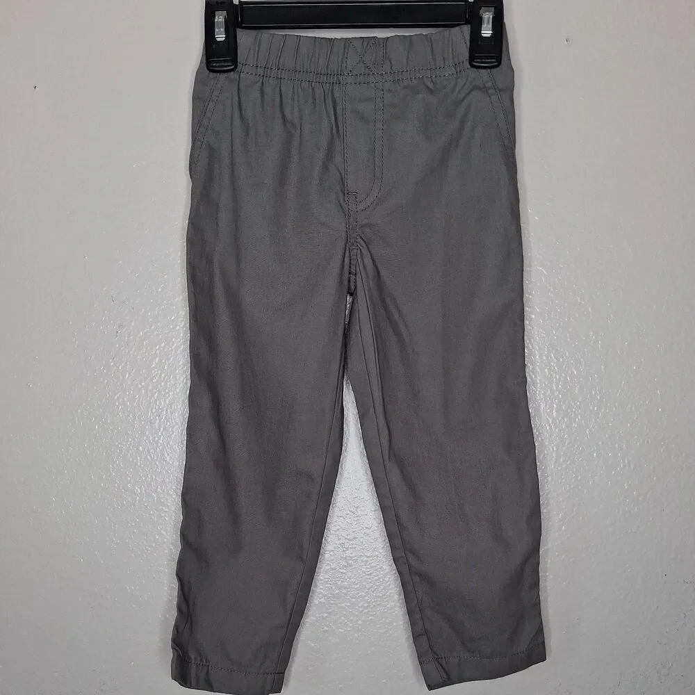 Carters Toddler Boys 2 Piece Set Plaid Hooded Flannel Shirt and Gray Pants 3T
